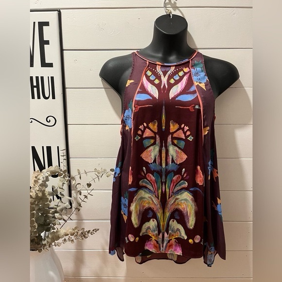 FREE PEOPLE burgundy satin tunic size S - Picture 6 of 8